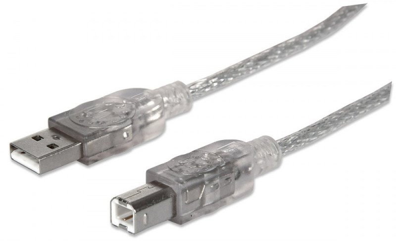 Kabel USB Manhattan USB-A - USB-B 1.8 m Srebrny (333405) 1