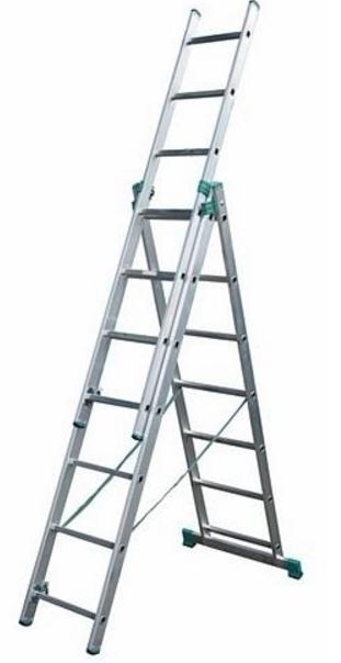 Aloss Drabina aluminiowa uniwersalna 3 x 12 stopni 7,96m (7612) 1