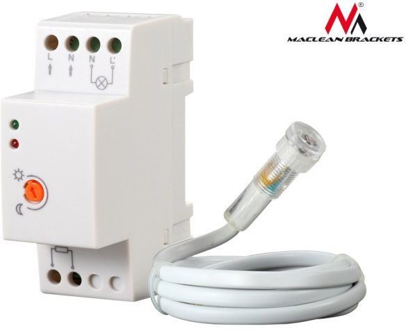 Maclean Wyłącznik czujnik zmierzchowy na szynę DIN z zewnętrzną sondą MCE83 220-240V/AC, 50Hz 20A. - 41185 1