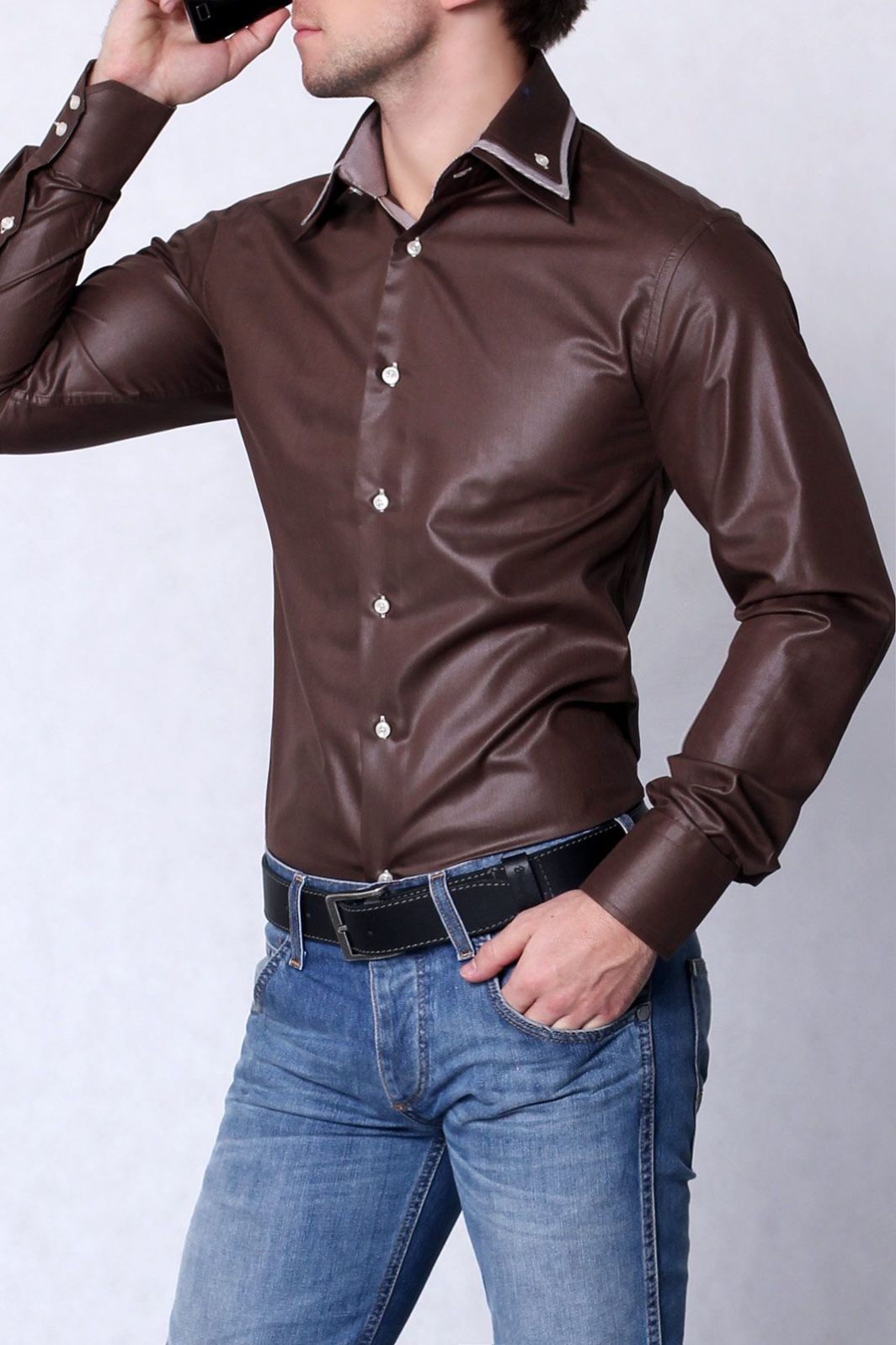 Кожаные рубашки мужские из натуральной кожи