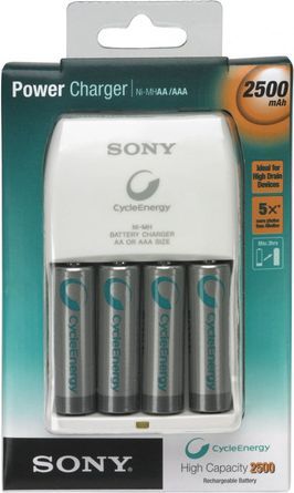 Sony BCG34HH4E w Sony Ładowarka Power + 4xAA Cycle Energy Blue 2100mAh +