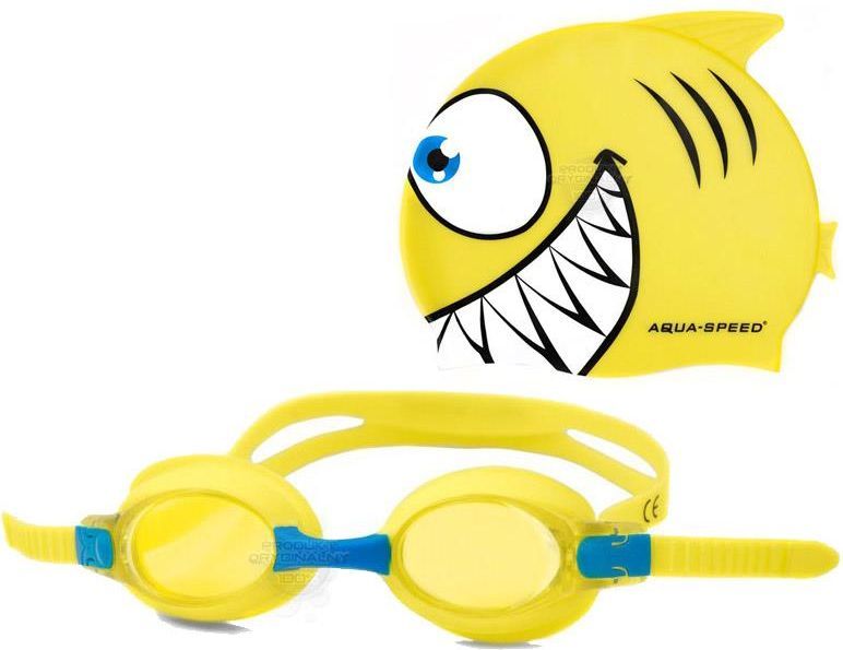 Aqua-Speed Zestaw basenowy okulary + czepek FISH 18/088 (Z0432) 1