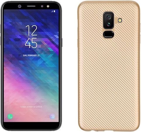 Etui Carbon Fiber Samsung A6 Plus 2018 złoty/gold 1