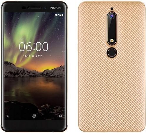 Etui Carbon Fiber Nokia 6 2018 złoty /gold 1