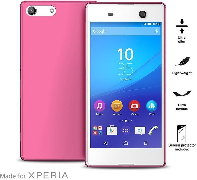 Puro Etui Ultra Slim 0.3 Cover + Folia Xperia M5 różowe 1