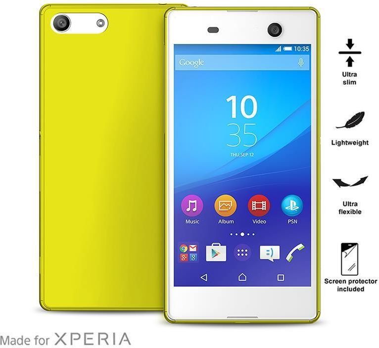 Puro Etui Ultra Slim 0.3 Cover Mfx + Folia Xperia M5 limonkowe 1