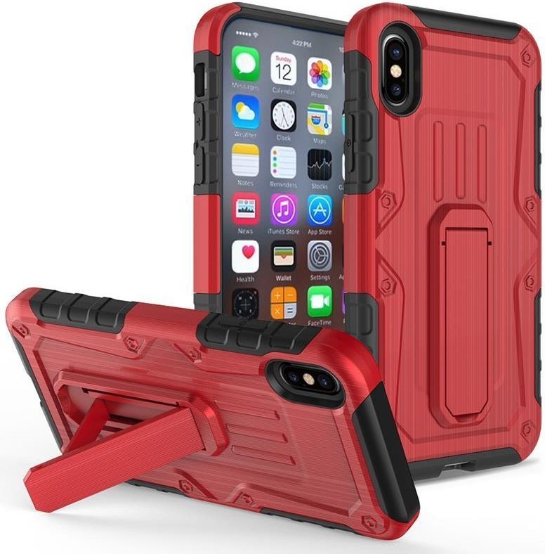 Zizo Zizo Heavy Duty Armor Case -Pancerne etui iPhone X z podstawką + uchwyt do paska (Red/Black) 1
