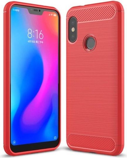 Hurtel Carbon Case elastyczne etui pokrowiec Xiaomi Mi A2 Lite / Redmi 6 Pro czerwony 1