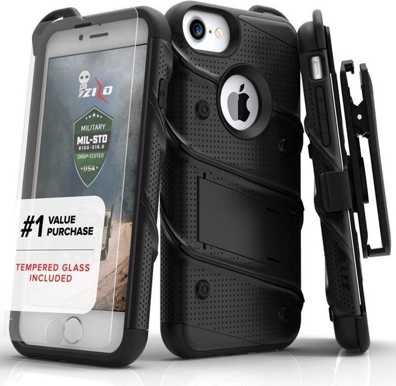 Zizo Pancerne etui iPhone 7 ze szkłem 9H na ekran (czarny) 1