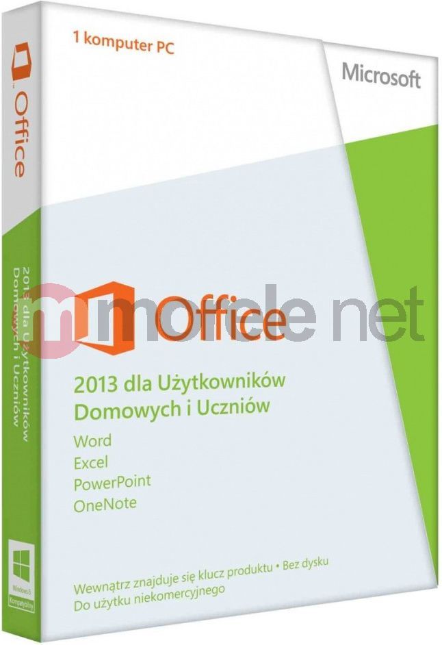 Microsoft Office 2013 dla Użytkowników Domowych i Uczniów PL 32/64-bit Medialess (79G-03730) 1