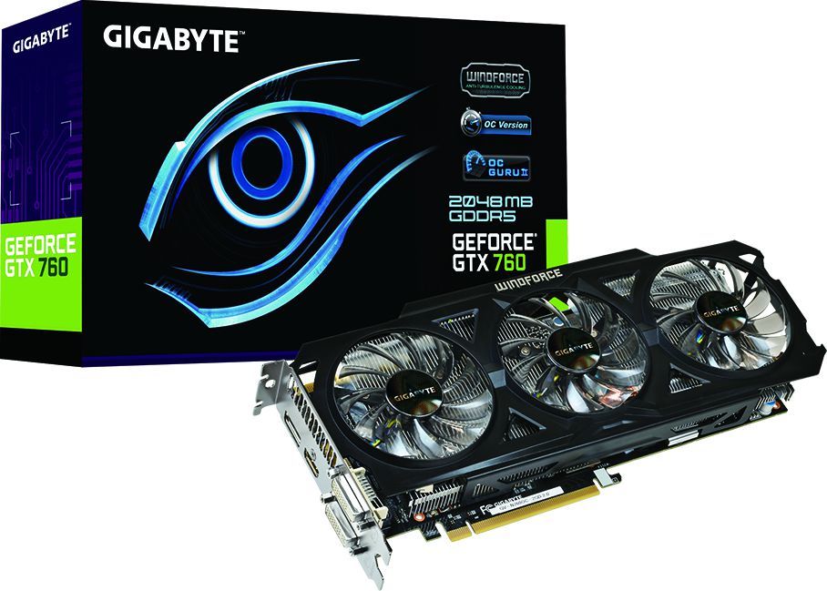 Gigabyte GeForce GTX 760 OC 2GB DDR5 256 Bit HDMI DP DVI BOX GV Gigabyte GeForce GTX 760 OC 2GB DDR5 256 Bit HDMI DP DVI BOX GV
