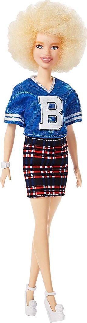 Lalka Barbie Mattel Mattel Barbie Fashionistas doll in blue glittering top and skirt with check pattern 1