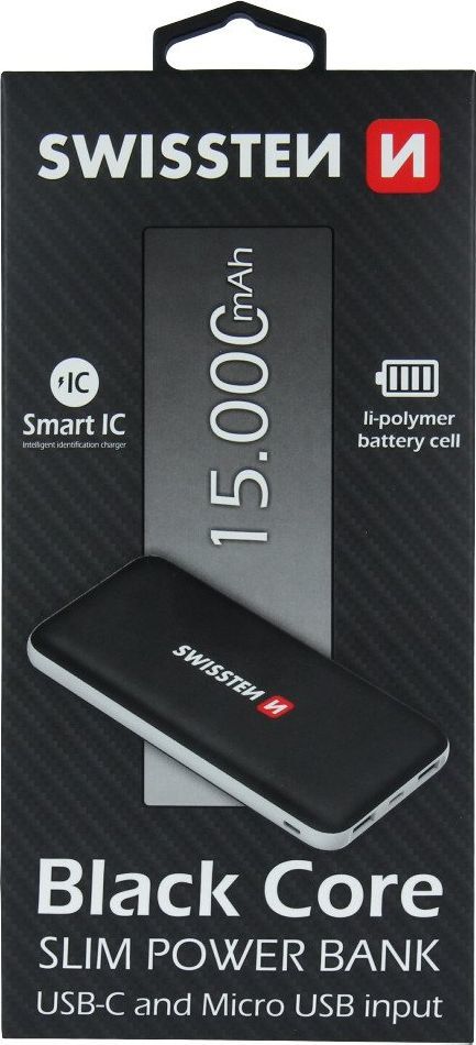 Powerbank Swissten Core Slim 15000 mAh Czarny  (SW-BCPWB-15000) 1