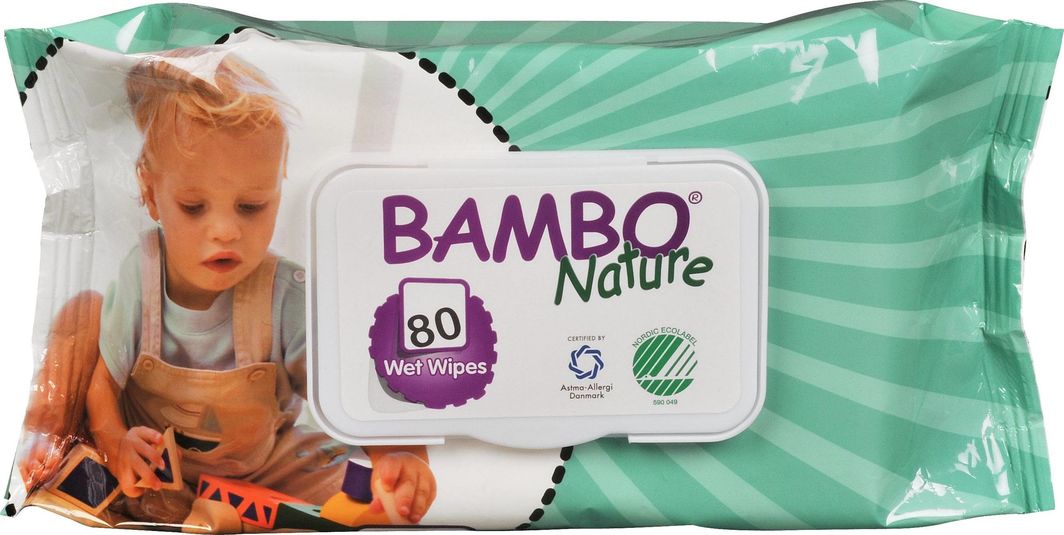Bambo Drėgnos servetėlės vaikams su alavijų ekstraktu BAMBO Nature, 80 vnt. 1