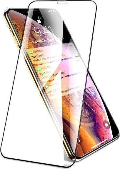 Rock Szkło hartowane Rock pełne full glue do Apple iPhone XR czarne uniwersalny 1