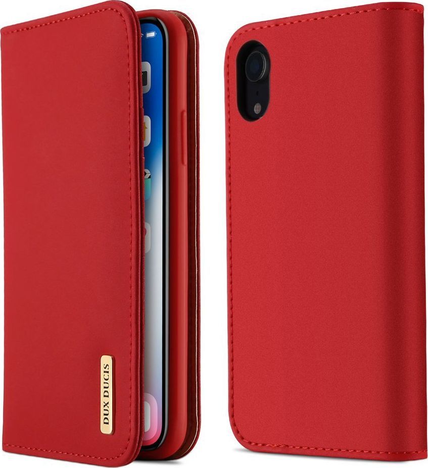 Dux Ducis Wish skórzane etui pokrowiec ze skóry naturalnej iPhone XR czerwony uniwersalny 1