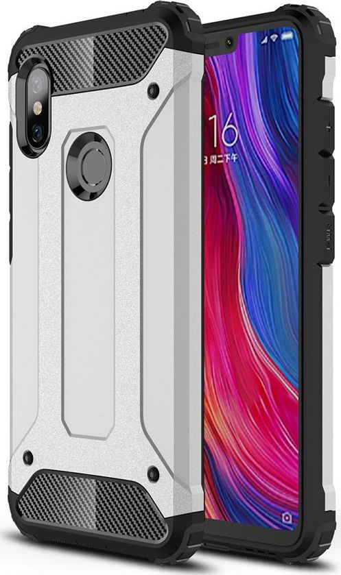 Hurtel Hybrid Armor pancerne hybrydowe etui pokrowiec Xiaomi Redmi Note 6 Pro srebrny uniwersalny 1