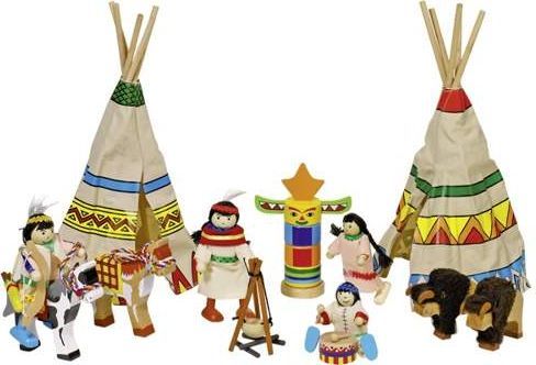 Goki Indiańska wioska z wigwamami (14 elementów), kukiełki uniw 1