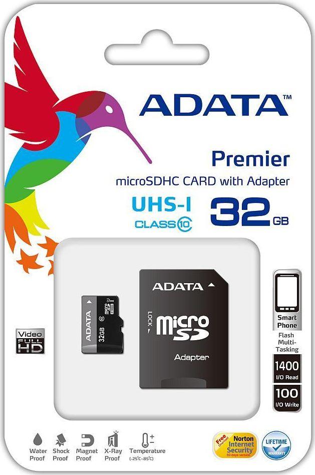 Karta ADATA Premier MicroSDHC 32 GB Class 10 UHS-I/U1  (AUSDH32GUICL10RA1) 1