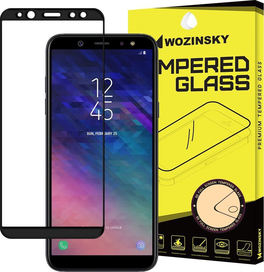 Wozinsky Wozinsky super wytrzymałe szkło hartowane Full Glue na cały ekran z ramką Case Friendly Samsung Galaxy A6 2018 A600 czarny uniwersalny 1