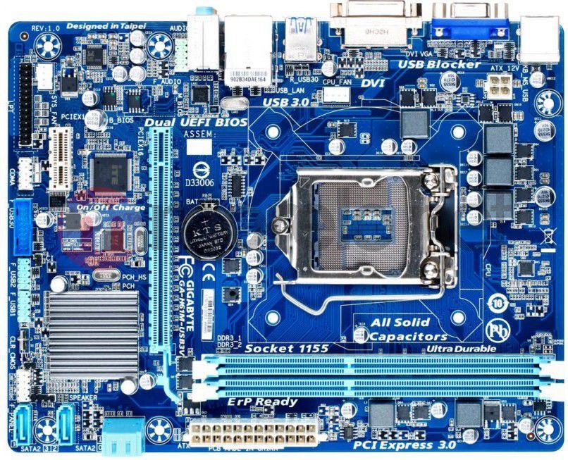 Płyta główna Gigabyte GA-H61M-USB3V, H61, DualDDR3-1333, SATA2, GBLAN, mATX (H61M-USB3V) 1