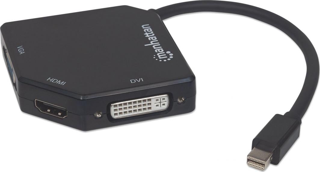 Adapter AV Manhattan DisplayPort Mini - HDMI - D-Sub (VGA) - DVI-I czarny (207720) 1