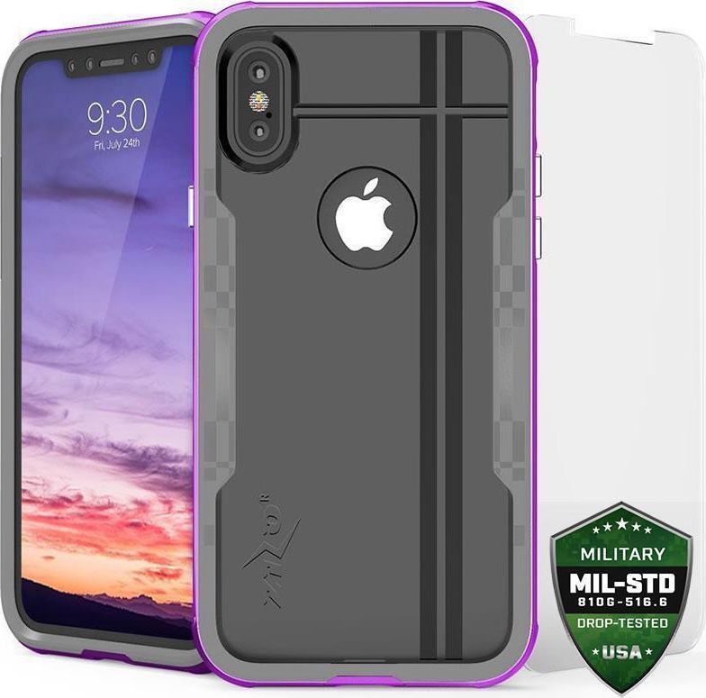 Zizo Zizo Shock Case - Pancerne Etui Iphone X Z Hartowanym Szkłem Na Ekran (purple/gray) 1
