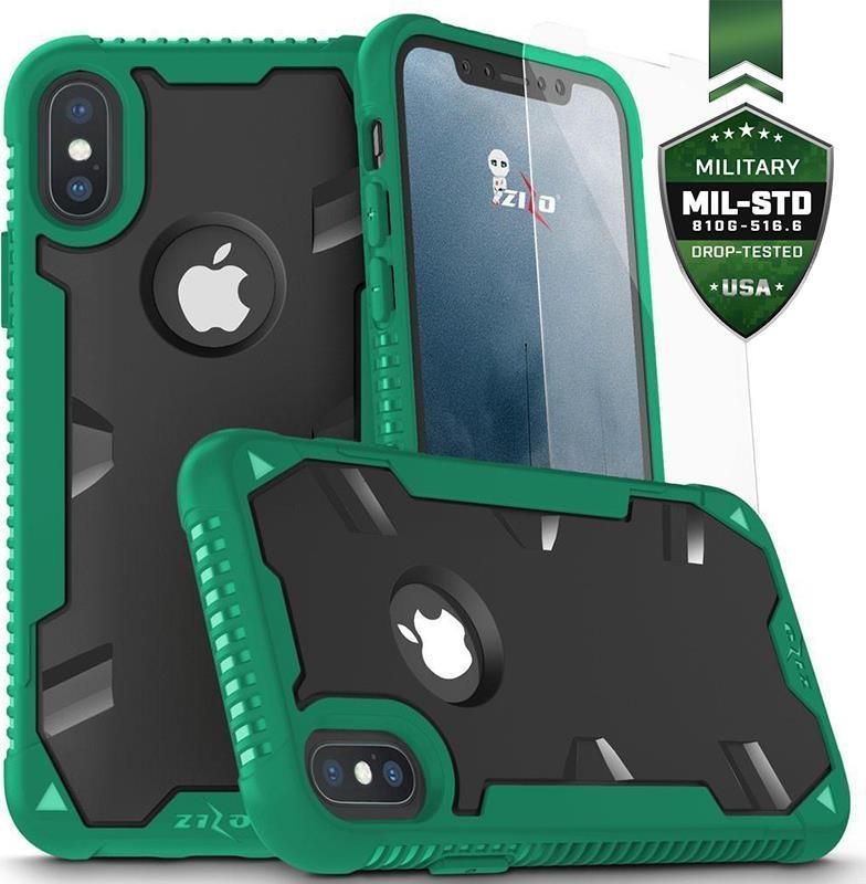 Zizo Zizo Proton Case - Pancerne Etui Iphone X Ze Szkłem 9h Na Ekran (emerald Green/solid Black) 1