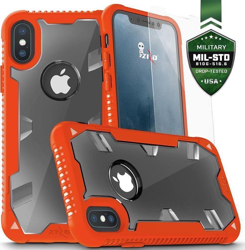 Zizo Zizo Proton Case - Pancerne Etui Iphone X Ze Szkłem 9h Na Ekran (orange/trans Clear) 1