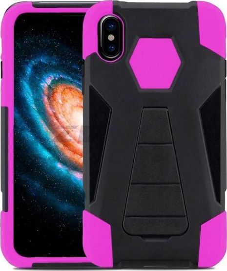 Zizo Zizo Dual Layered Hybrid Cover - Pancerne Etui Iphone X Z Podstawką (pink) 1