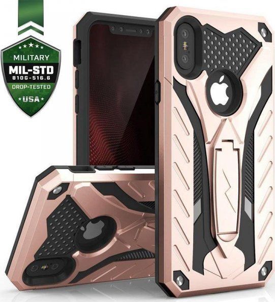 Zizo Zizo Static Cover - Pancerne Etui Iphone X Z Podstawką (rose Gold/black) 1