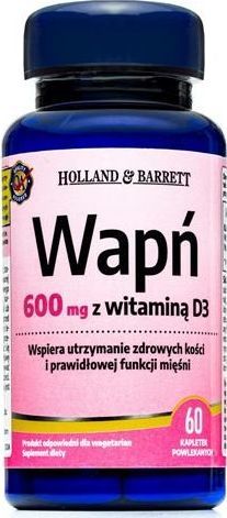 Holland & Barrett HOLLAND BARRETT_Wapń 600mg z witaminą D3 suplement diety 1