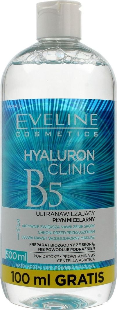  Eveline Hyaluron Clinic B5 ultranawilżający płyn micelarny 500ml 1