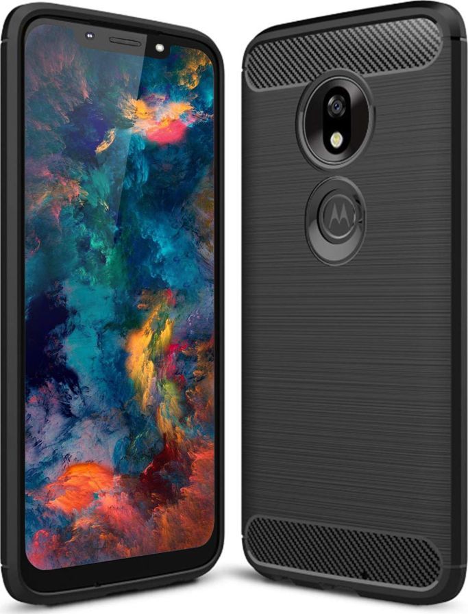 Hurtel Carbon Case elastyczne etui pokrowiec Motorola Moto G7 Play czarny uniwersalny 1
