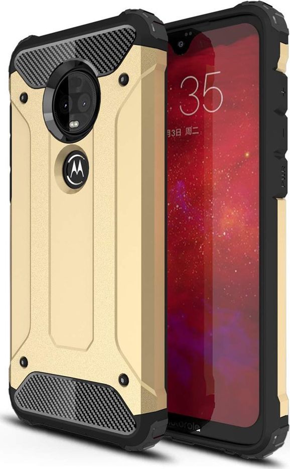 Hurtel Hybrid Armor pancerne hybrydowe etui pokrowiec Motorola Moto G7 Plus / G7 złoty uniwersalny 1