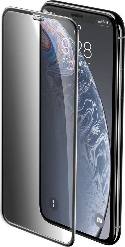 Baseus Baseus Full-screen szkło hartowane 3D Privacy na cały ekran z filtrem prywatyzującym i osłoną na głośnik Apple iPhone XR czarny (SGAPIPH61-WC01) uniwersalny 1