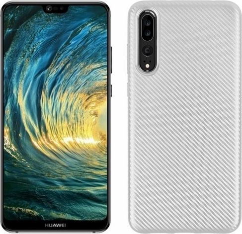 Etui Carbon Fiber Huawei P20 PRO srebrny /silver 1