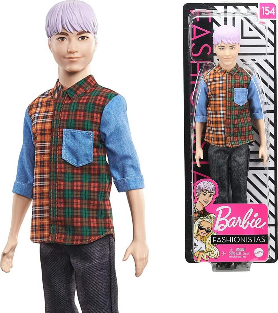 Lalka Barbie Mattel  Fashionistas - Stylowy Ken, fioletowe włosy (DWK44/GHW70) 1