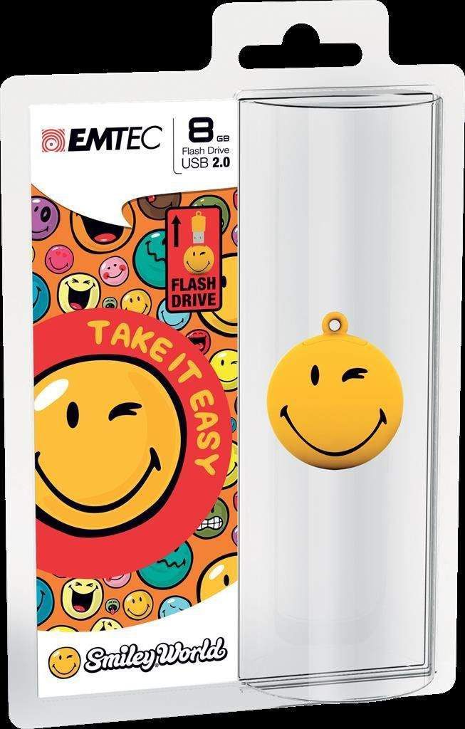Pendrive Emtec SW100 8 GB Żółty Smiley World Take It Easy ECMMD8GSW100 1