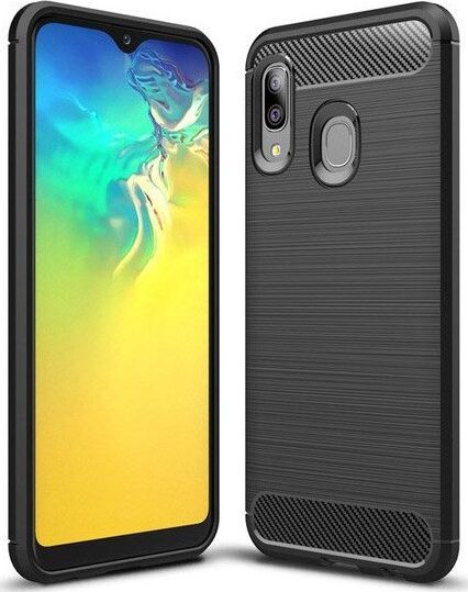 Hurtel Carbon Case elastyczne etui pokrowiec Samsung Galaxy A20e czarny uniwersalny 1
