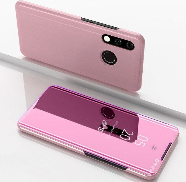 Hurtel Clear View Case futerał etui z klapką Huawei Y7 2019 / Y7 Prime 2019 różowy uniwersalny 1