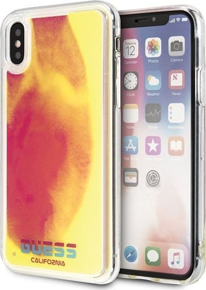 Guess Guess GUHCPXGLCPI iPhone X/Xs różowy /pink hard case California Glow in the dark uniwersalny 1