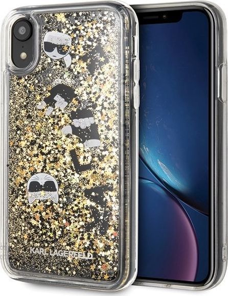 Karl Lagerfeld Karl Lagerfeld KLHCI61ROGO iPhone Xr czarno-złoty/black & gold hard case Glitter uniwersalny 1