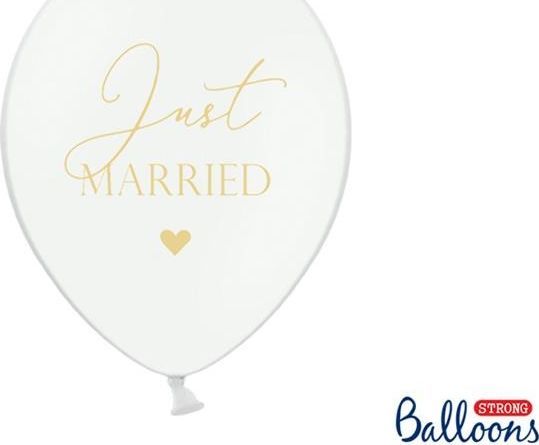 Party Deco Balony weselne, Just Married, białe, 30 cm, 6 szt. uniwersalny 1