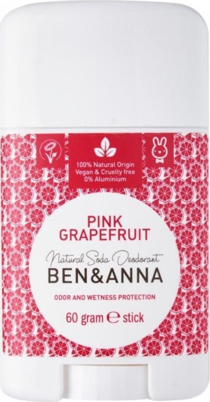 Ben&Anna naturalny dezodorant na bazie sody sztyft plastikowy Pink Grapefruit 60g (4260491220202) 1