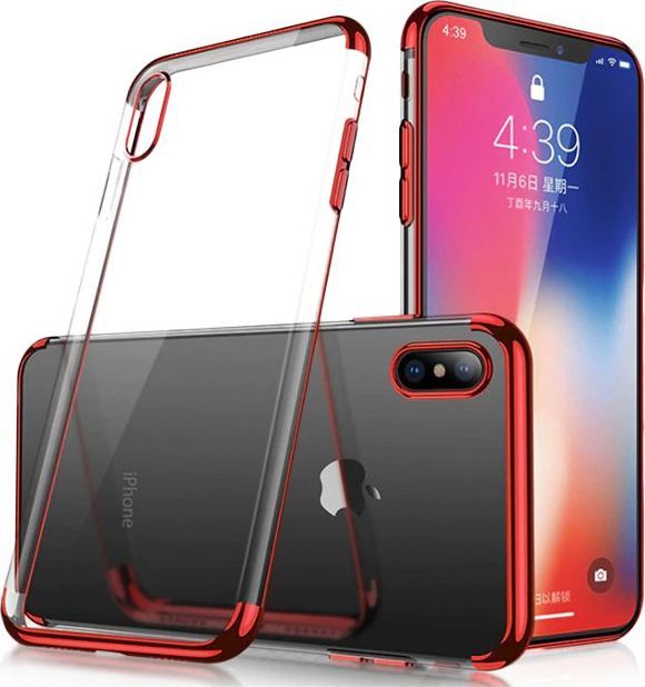 Hurtel Clear Color case żelowy pokrowiec etui z metaliczną ramką Huawei P30 Lite czerwony uniwersalny 1