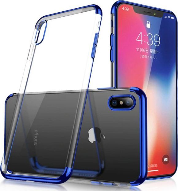Hurtel Clear Color case żelowy pokrowiec etui z metaliczną ramką Samsung Galaxy A50 niebieski uniwersalny 1
