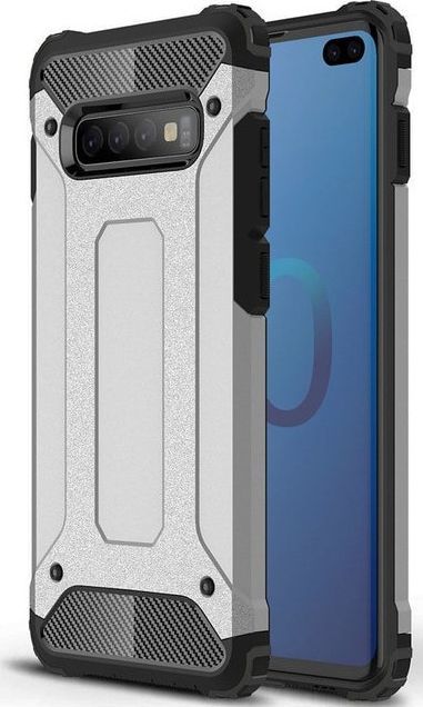 Hurtel Hybrid Armor pancerne hybrydowe etui pokrowiec Samsung Galaxy S10 Plus srebrny uniwersalny 1