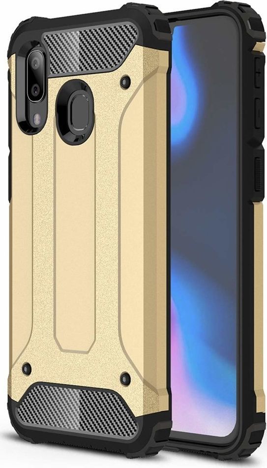 Hurtel Hybrid Armor pancerne hybrydowe etui pokrowiec Samsung Galaxy A40 złoty uniwersalny 1