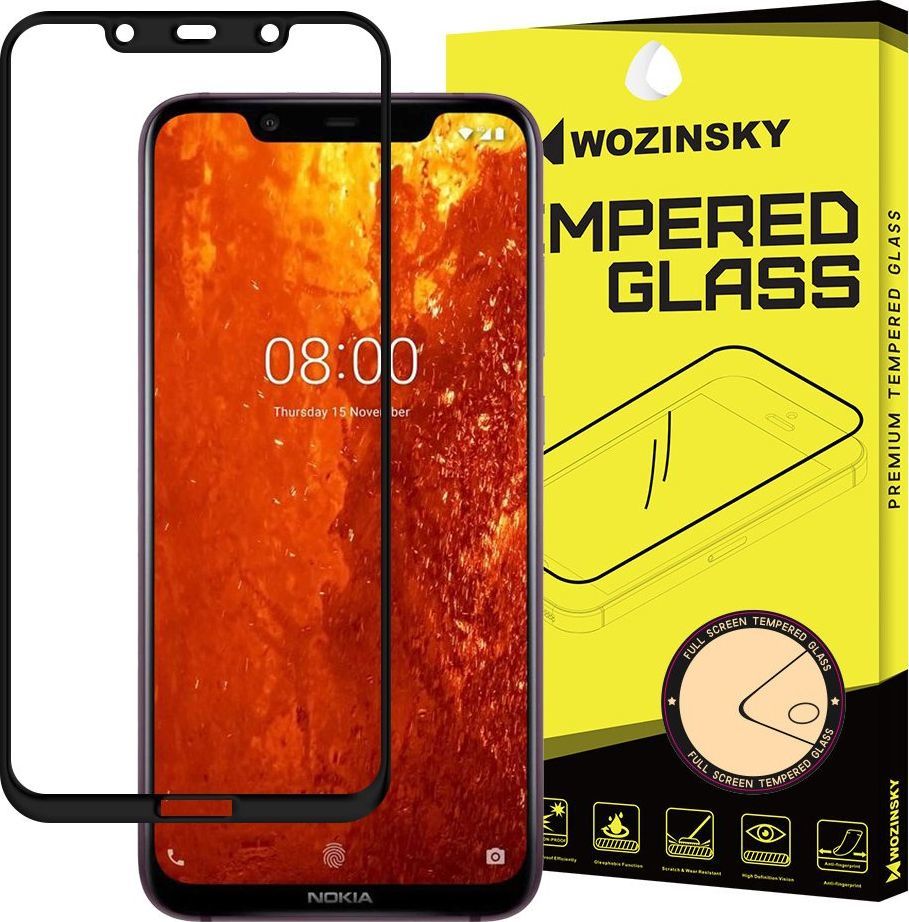 Wozinsky Wozinsky super wytrzymałe szkło hartowane Full Glue na cały ekran z ramką Case Friendly Nokia 8.1 / Nokia X7 czarny uniwersalny 1